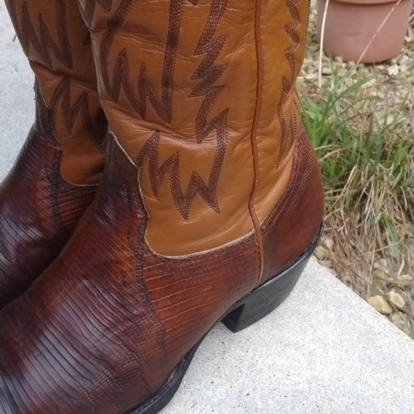 Nocona Mens Boots Lizard Skin Brown Leather Cowboy Western Size 9D - Picture 5 of 12